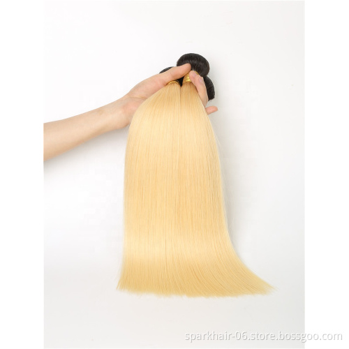Raw Virgin Brazilian 613 Blond Human Hair Weaving Bundle Extension for Women Weave Remy Ombre Black Blonde Straight